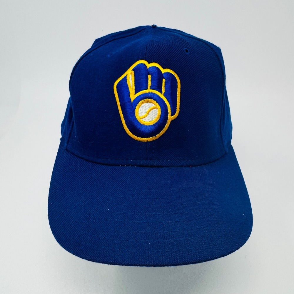 VTG Milwaukee Brewers Baseball Hat 7 1/4 Royal Blue New Era 5950 Diamond US Made